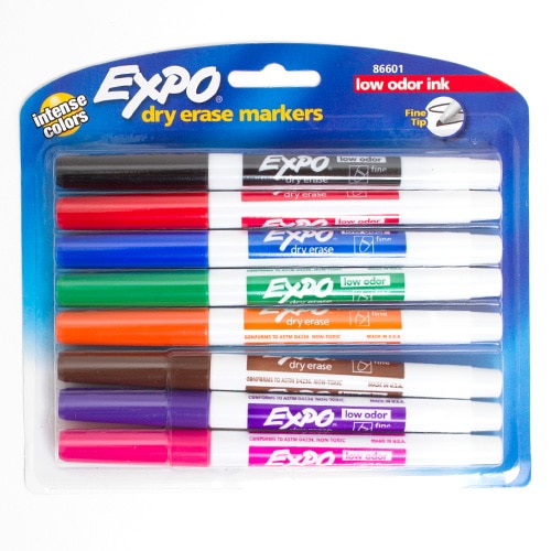 EXPO, Click, Low Odor, Dry Erase, Marker, Fine, 8 Count